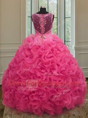 Gorgeous Straps Sleeveless Beading and Ruffles Zipper Ball Gown Prom Dress