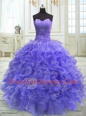 Admirable Organza Sleeveless Floor Length Sweet 16 Dresses and Beading and Ruffles