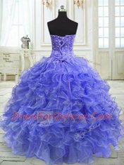 Admirable Organza Sleeveless Floor Length Sweet 16 Dresses and Beading and Ruffles