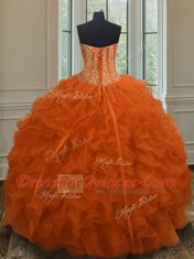 Sleeveless Beading and Ruffles Lace Up Sweet 16 Dress