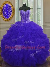 Free and Easy Sleeveless Beading and Ruffles Zipper Sweet 16 Quinceanera Dress