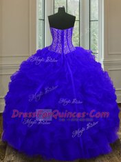 Free and Easy Sleeveless Beading and Ruffles Zipper Sweet 16 Quinceanera Dress