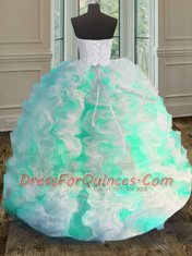 Floor Length Multi-color Quinceanera Dresses Organza Sleeveless Beading and Ruffles