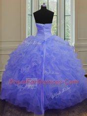Beading and Ruffles 15 Quinceanera Dress Purple Lace Up Sleeveless Floor Length