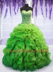 Custom Fit Sleeveless Organza Lace Up Ball Gown Prom Dress for Military Ball and Sweet 16 and Quinceanera