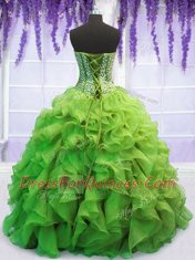 Custom Fit Sleeveless Organza Lace Up Ball Gown Prom Dress for Military Ball and Sweet 16 and Quinceanera