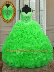 Top Selling Straps Neckline Beading and Ruffles Quinceanera Gown Sleeveless Zipper