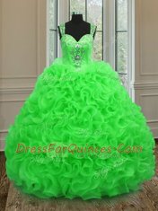 Top Selling Straps Neckline Beading and Ruffles Quinceanera Gown Sleeveless Zipper