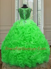Top Selling Straps Neckline Beading and Ruffles Quinceanera Gown Sleeveless Zipper