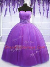 Floor Length Ball Gowns Sleeveless Purple Vestidos de Quinceanera Lace Up