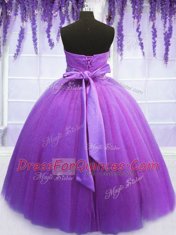 Floor Length Ball Gowns Sleeveless Purple Vestidos de Quinceanera Lace Up