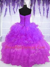 Decent Pick Ups Ruffled Ball Gowns Vestidos de Quinceanera Multi-color Strapless Organza Sleeveless Floor Length Lace Up