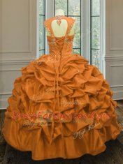 Exquisite Orange Straps Lace Up Beading and Pick Ups Quinceanera Gowns Sleeveless