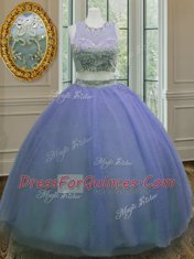 Scoop Sleeveless Zipper Floor Length Ruffled Layers and Sashes ribbons Quinceanera Gown