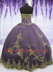 Modern Tulle Sleeveless Floor Length Quince Ball Gowns and Appliques