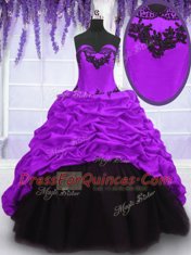 Hot Sale Sleeveless Sweep Train Appliques and Pick Ups Lace Up Sweet 16 Dresses