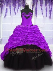 Hot Sale Sleeveless Sweep Train Appliques and Pick Ups Lace Up Sweet 16 Dresses