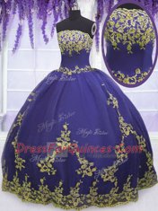 Purple Sleeveless Tulle Zipper Sweet 16 Quinceanera Dress for Military Ball and Sweet 16 and Quinceanera