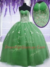 Fabulous Green Sweetheart Zipper Beading Ball Gown Prom Dress Sleeveless