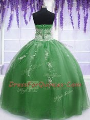 Fabulous Green Sweetheart Zipper Beading Ball Gown Prom Dress Sleeveless