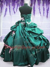 Glorious Turquoise Sleeveless Appliques and Pick Ups Floor Length Sweet 16 Quinceanera Dress