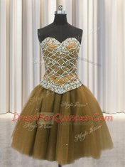 Three Piece Sleeveless Beading and Sequins Lace Up 15th Birthday Dress