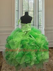 Strapless Sleeveless Quinceanera Gown Floor Length Beading and Ruffles Multi-color Organza