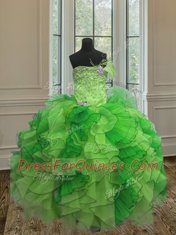 Strapless Sleeveless Quinceanera Gown Floor Length Beading and Ruffles Multi-color Organza