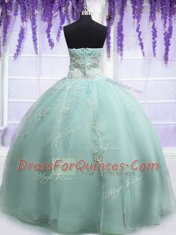 Sweetheart Sleeveless Sweet 16 Dresses Floor Length Beading and Embroidery Light Blue Organza