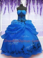 Sleeveless Lace Up Floor Length Embroidery Quinceanera Gown