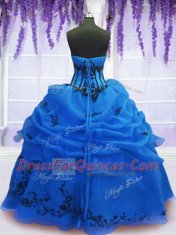 Sleeveless Lace Up Floor Length Embroidery Quinceanera Gown