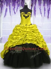 Multi-color Sleeveless With Train Appliques and Pick Ups Lace Up 15 Quinceanera Dress