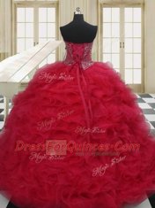 Vintage Sleeveless Beading Lace Up Quinceanera Gown