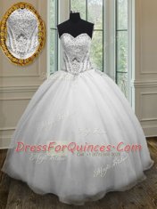Charming White Ball Gowns Sweetheart Sleeveless Organza Floor Length Lace Up Beading Sweet 16 Dress Charming White Ball Gowns Sweetheart Sleeveless Organza Floor Length Lace Up Beading Sweet 16 Dress