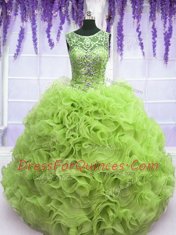 Scoop Sleeveless Beading and Ruffles Lace Up Sweet 16 Quinceanera Dress