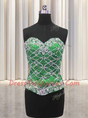 Attractive Three Piece Green Tulle Lace Up Sweet 16 Dresses Sleeveless Floor Length Beading and Sequins