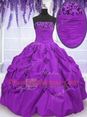 Lovely Sleeveless Embroidery and Pick Ups Lace Up 15 Quinceanera Dress