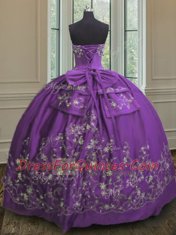 Eggplant Purple Sleeveless Embroidery Floor Length Quinceanera Gowns