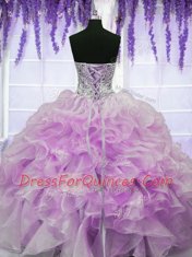 Sweetheart Sleeveless Organza Sweet 16 Dresses Beading and Ruffles Zipper