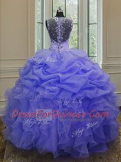 Flirting Straps Sleeveless Zipper Floor Length Beading and Ruffles Sweet 16 Quinceanera Dress