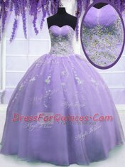 Decent Lavender Sleeveless Organza Zipper Quinceanera Dresses for Military Ball and Sweet 16 and Quinceanera