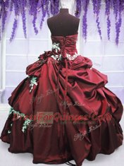 Halter Top Sleeveless Taffeta Vestidos de Quinceanera Beading and Appliques and Pick Ups Lace Up