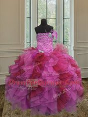 Exquisite Multi-color Sweet 16 Dresses Military Ball and Sweet 16 and Quinceanera and For with Beading and Ruffles Strapless Sleeveless Lace Up