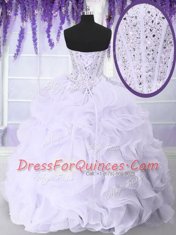 Floor Length White Sweet 16 Dresses Sweetheart Sleeveless Lace Up