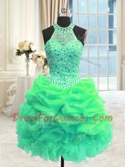Lovely Three Piece Organza Sleeveless Floor Length Sweet 16 Quinceanera Dress and Beading and Pick Ups