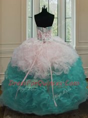 Hot Selling Multi-color Sleeveless Organza Lace Up Quinceanera Gown for Military Ball and Sweet 16 and Quinceanera