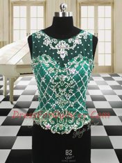 Charming Four Piece Dark Green Lace Up Scoop Beading and Ruffles Quinceanera Gowns Organza Sleeveless