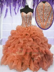 Gorgeous Organza Sleeveless Floor Length Vestidos de Quinceanera and Beading and Ruffles