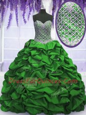 Taffeta Sleeveless Floor Length Quinceanera Dresses and Beading and Sequins and Pick Ups