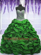 Taffeta Sleeveless Floor Length Quinceanera Dresses and Beading and Sequins and Pick Ups